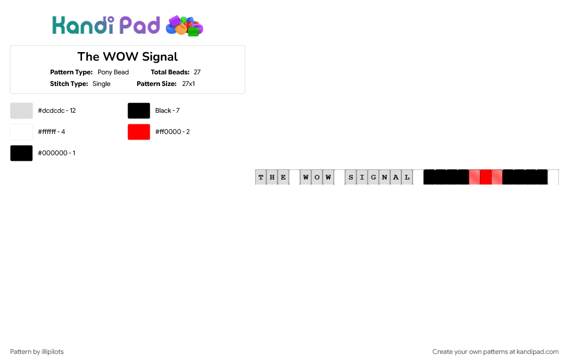 The WOW Signal - Pony Bead Pattern by illipilots on Kandi Pad - 