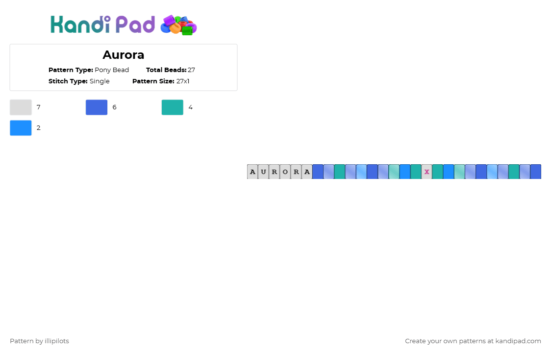 Aurora - Pony Bead Pattern by illipilots on Kandi Pad - blue,illipilots,aurora