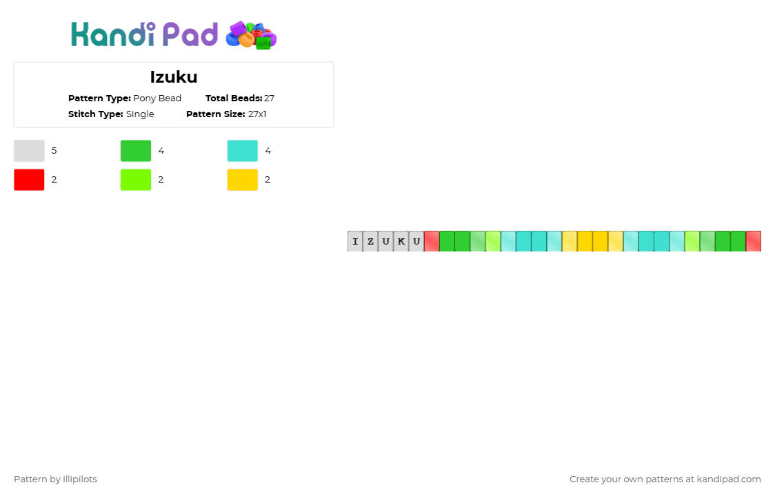 Izuku - Pony Bead Pattern by illipilots on Kandi Pad - green,light blue,illipilots,izuku midoriya