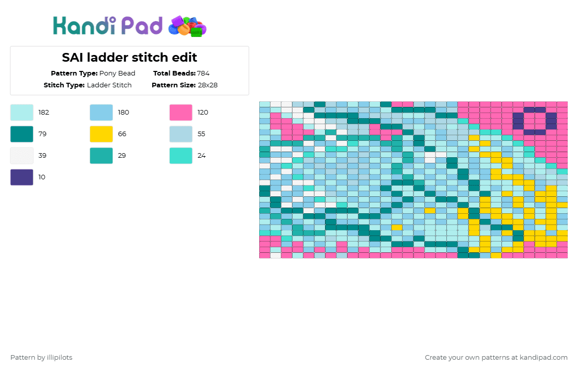 SAI ladder stitch edit - Pony Bead Pattern by illipilots on Kandi Pad - light blue