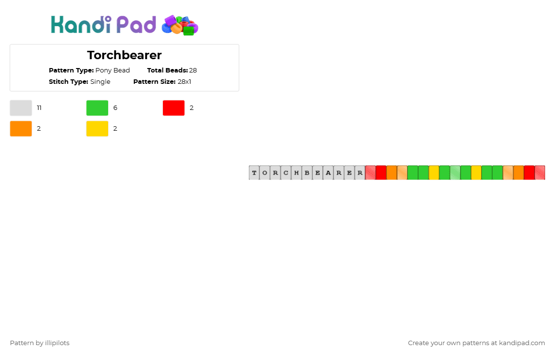 Torchbearer - Pony Bead Pattern by illipilots on Kandi Pad - red,orange,green,illipilots,twenty one pilots,torchbearer