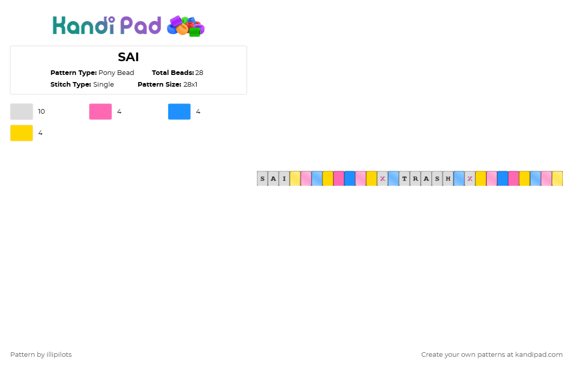 SAI - Pony Bead Pattern by illipilots on Kandi Pad - yellow,pink,light blue,illipilots,twenty one pilots,scaled and icy,sai