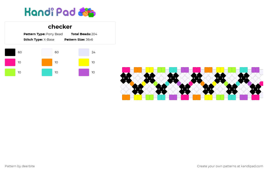 checker - Pony Bead Pattern by deerbite on Kandi Pad - white,pink