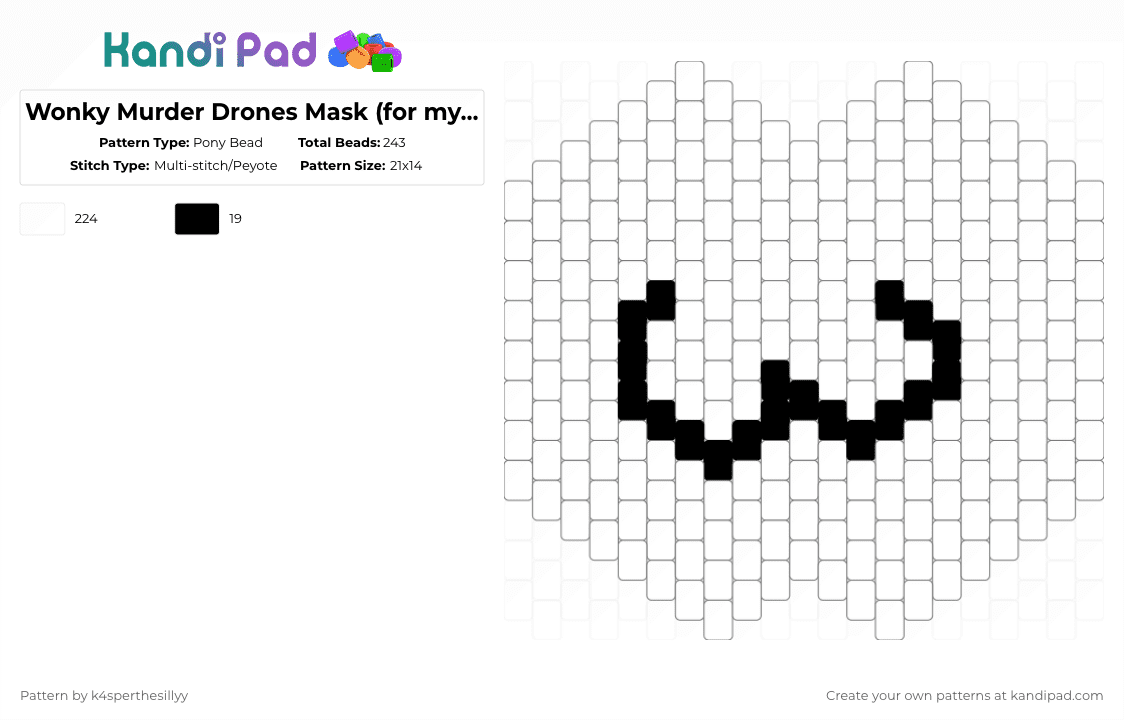 Wonky Murder Drones Mask (for my cosplay) - Pony Bead Pattern by k4sperthesillyy on Kandi Pad - white