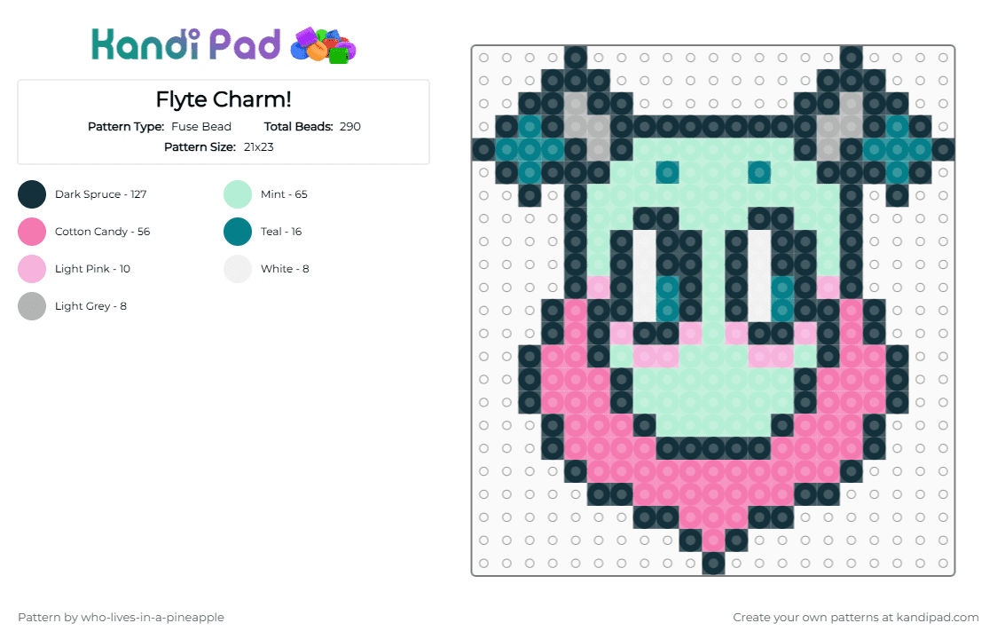 Flyte Charm! - Fuse Bead Pattern by who-lives-in-a-pineapple on Kandi Pad - pink,light blue,flyte,flyte dandys world,dandys world,dw,butterfly,easter,dandysworld