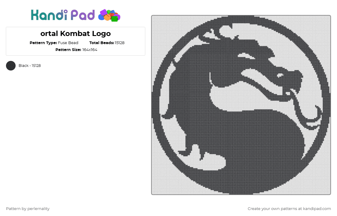 ortal Kombat Logo - Fuse Bead Pattern by perlernality on Kandi Pad - black