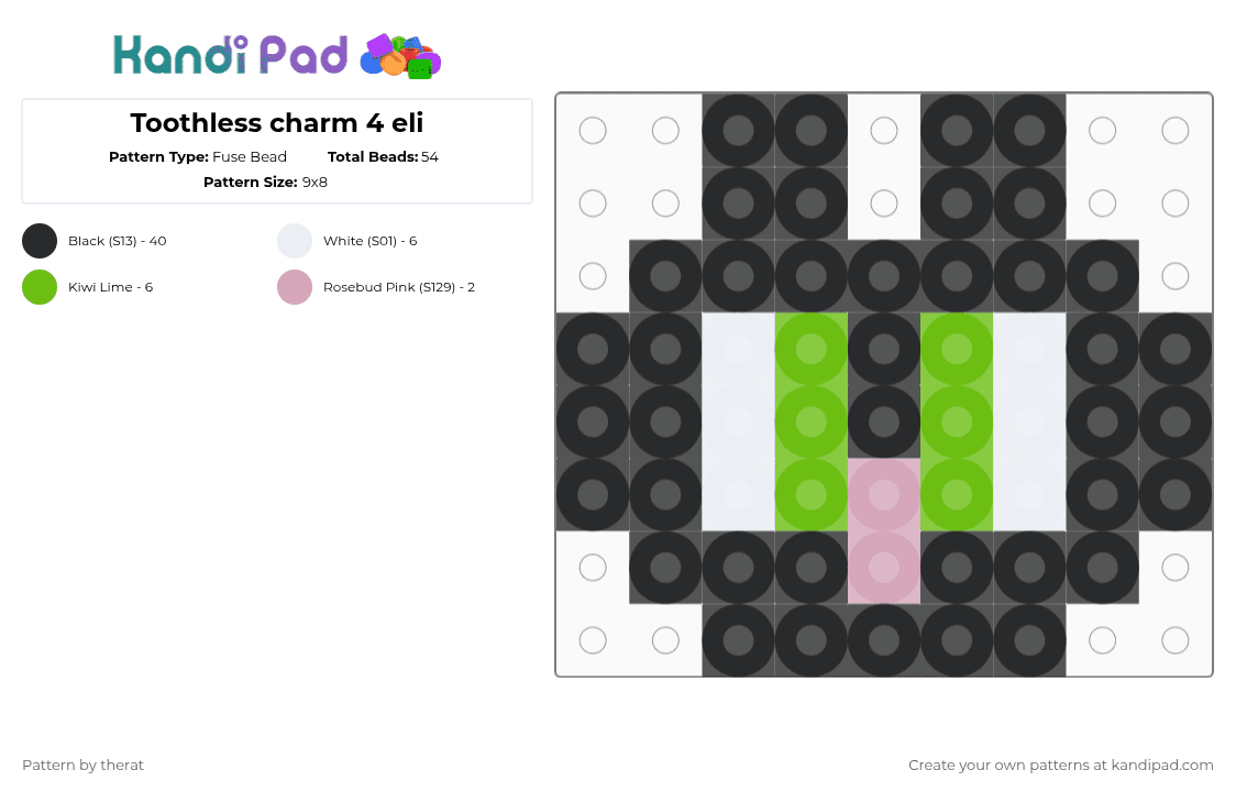 Toothless charm 4 eli Fuse Bead Pattern - Kandi Pad | Kandi Patterns ...