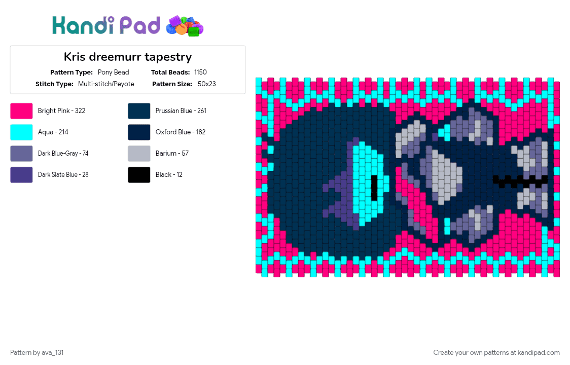 Kris dreemurr tapestry - Pony Bead Pattern by ava_131 on Kandi Pad - blue, deltarune, kris, pink, tapestry
