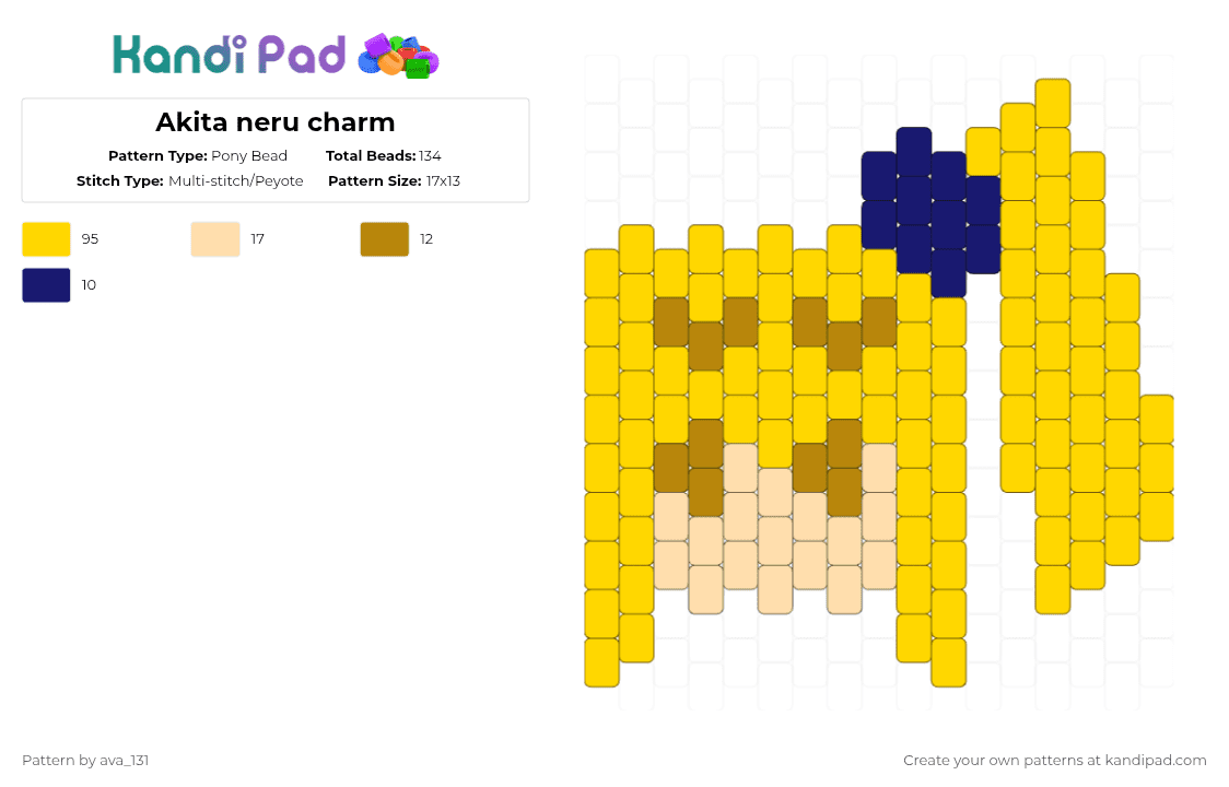 Akita neru charm - Pony Bead Pattern by ava_131 on Kandi Pad - yellow