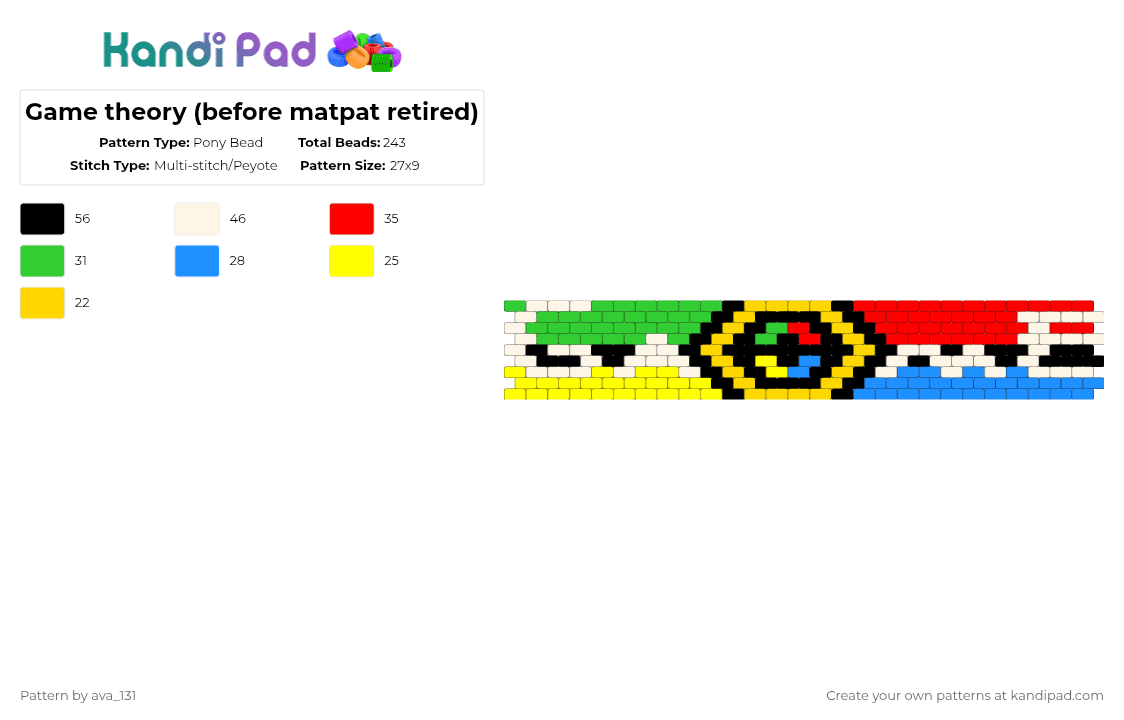 Game theory (before matpat retired) - Pony Bead Pattern by ava_131 on Kandi Pad - red, yellow