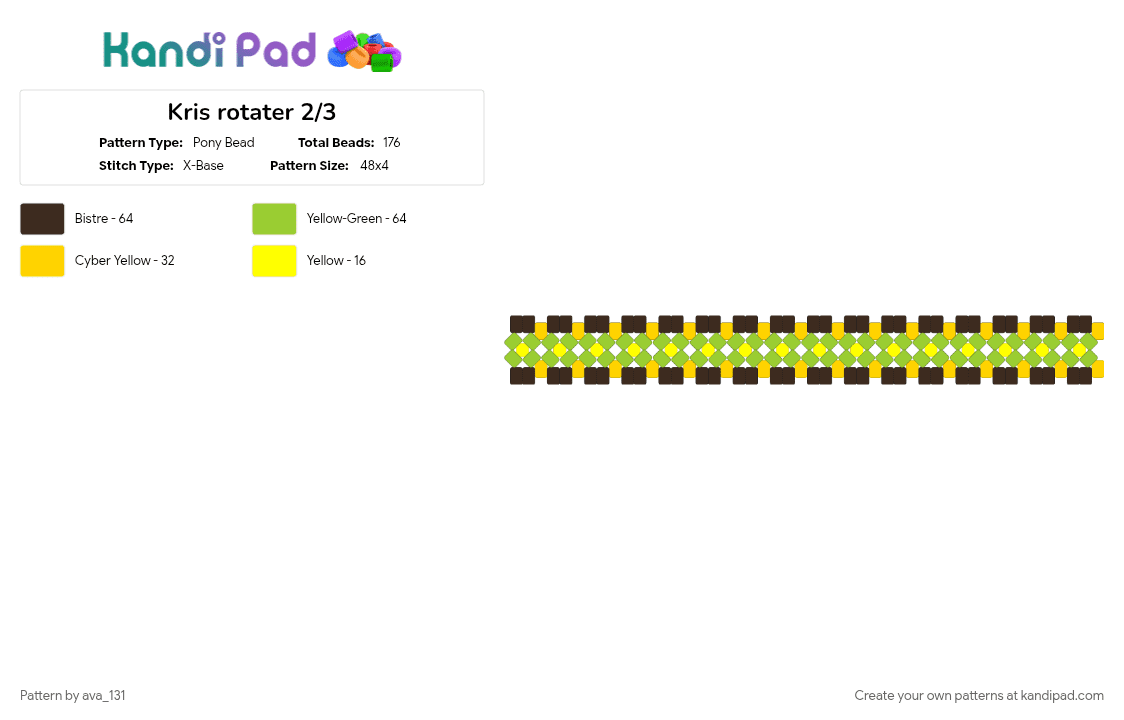 Kris rotater 2/3 - Pony Bead Pattern by ava_131 on Kandi Pad - brown, deltarune, green, kris, rotator