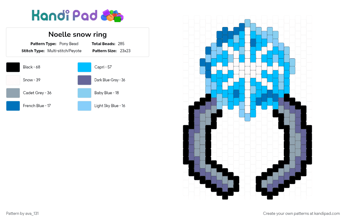 Noelle snow ring - Pony Bead Pattern by ava_131 on Kandi Pad - deltarune, light blue, noelle, ring, snowgrave