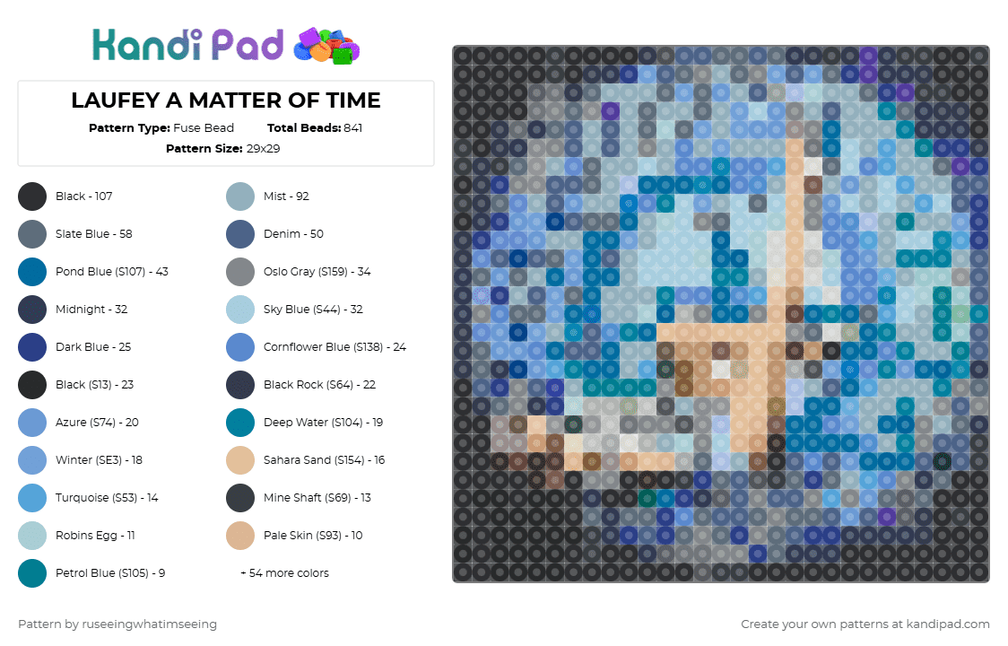 LAUFEY A MATTER OF TIME - Fuse Bead Pattern by ruseeingwhatimseeing on Kandi Pad - purple,gray,blue,light blue