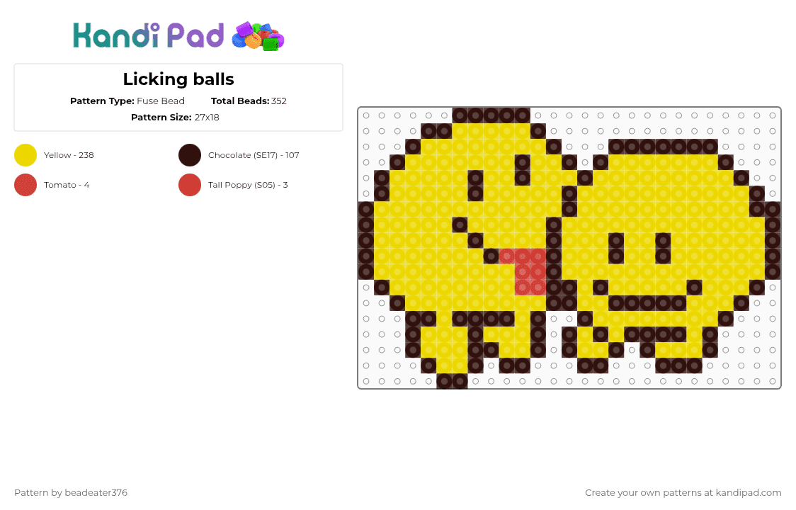 Licking balls - Fuse Bead Pattern by beadeater376 on Kandi Pad - yellow,emoji,pinterest,cool,amazing