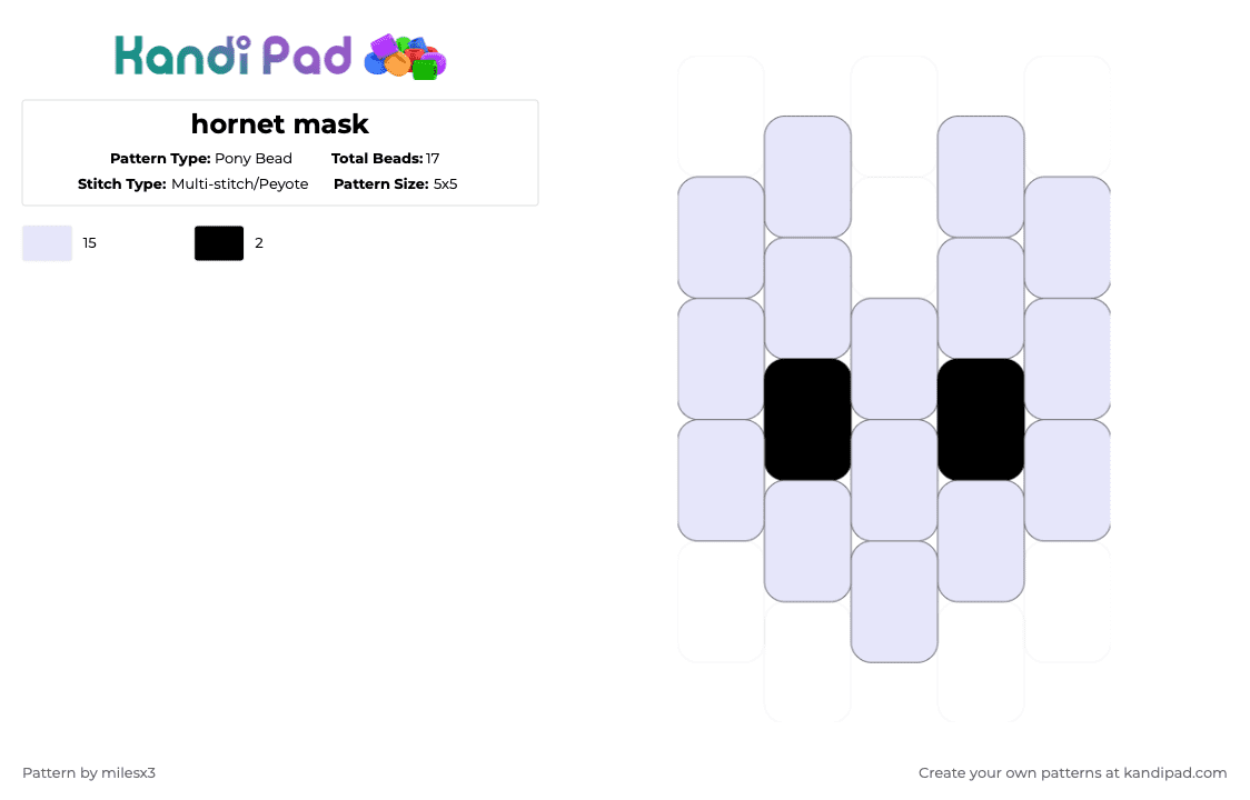 hornet mask - Pony Bead Pattern by milesx3 on Kandi Pad - white