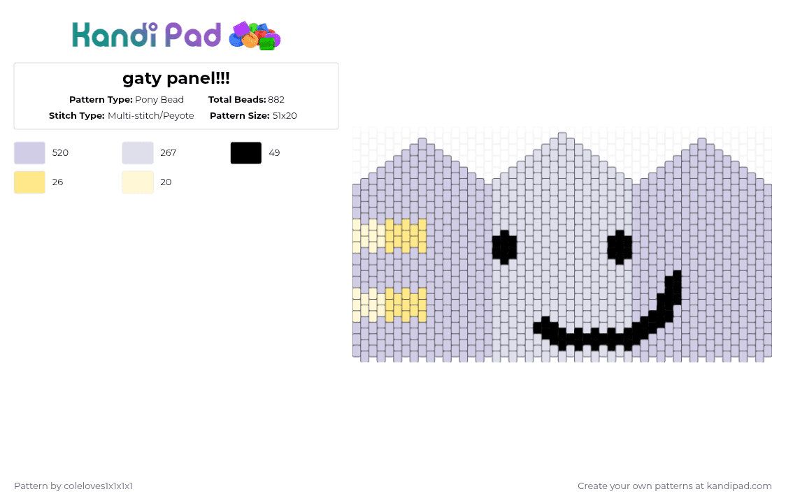 gaty panel!!! - Pony Bead Pattern by coleloves1x1x1x1 on Kandi Pad - white,gaty,tpot,bfb,bfdi,object show