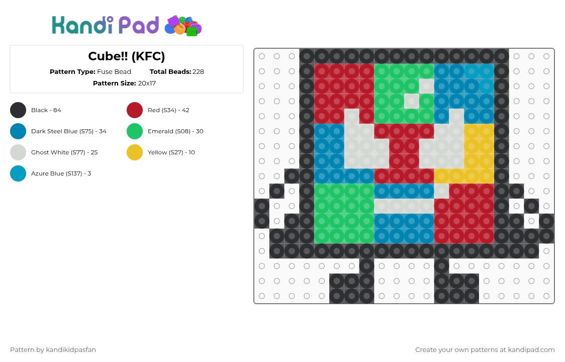 Cube!! (KFC) Fuse Bead Pattern - Kandi Pad | Kandi Patterns, Fuse Bead ...