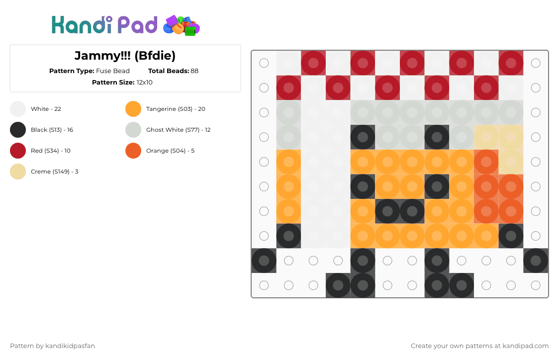 Jammy!!! (Bfdie) - Fuse Bead Pattern by kandikidpasfan on Kandi Pad - orange