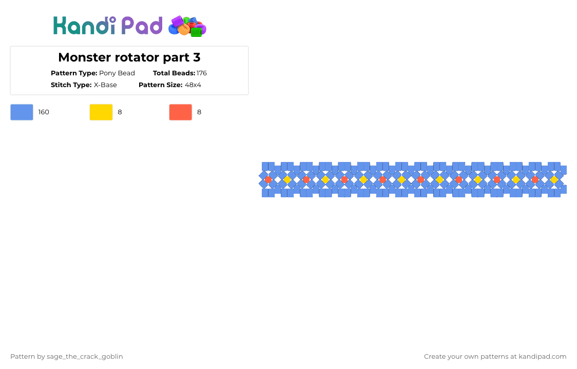 Monster rotator part 3 - Pony Bead Pattern by xx_pierced_princess_xx on Kandi Pad - light blue,rotator,monster,mango loco,mango monster,monster cuff,cuff,rotator cuff