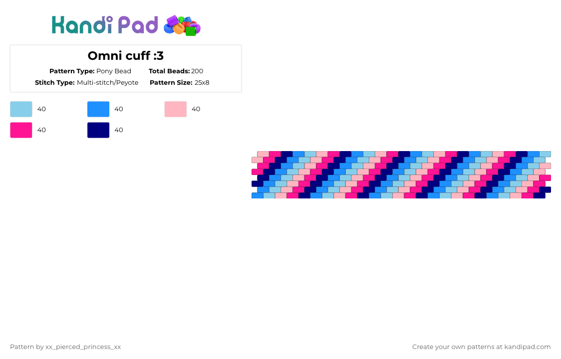 Omni cuff :3 - Pony Bead Pattern by xx_pierced_princess_xx on Kandi Pad - light blue,pink,pride flag,pride,flag,cuff,omni
