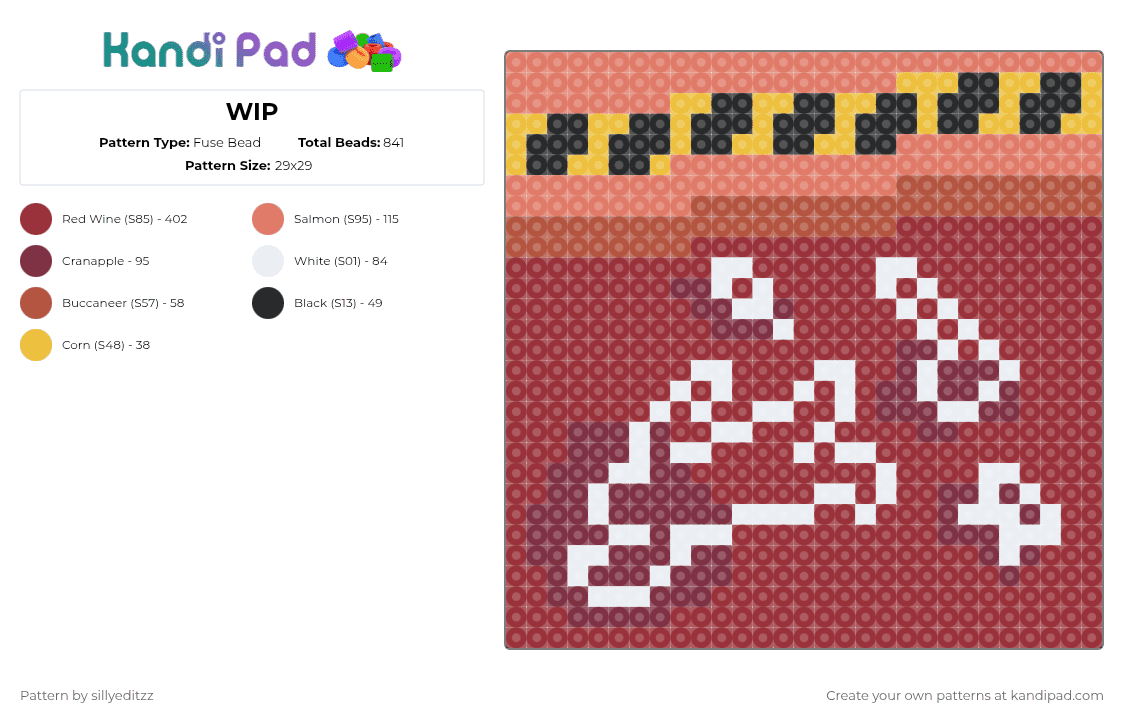 Blood And Bones Song/Album Cover - Fuse Bead Pattern by sillyeditzz on Kandi Pad - red,music,albumcover,perler,syntheticorchestra,halloween,spooky