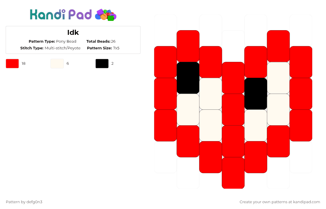 Idk - Pony Bead Pattern by defg0n3 on Kandi Pad - red