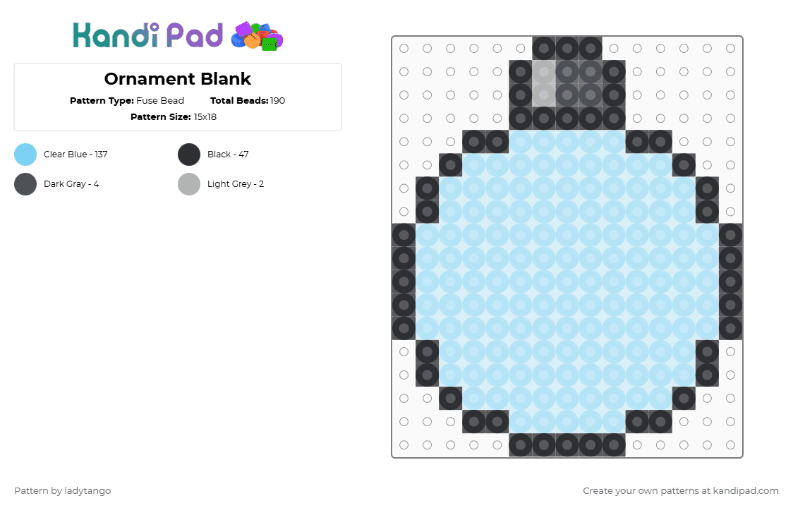 Ornament Blank - Fuse Bead Pattern by ladytango on Kandi Pad - light blue,winter,christmas,ornament,blank,nerdy,nerd