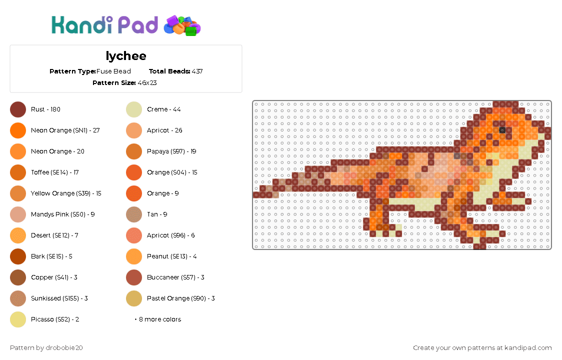 Bearded Dragon - Fuse Bead Pattern by drobobie20 on Kandi Pad - red,orange