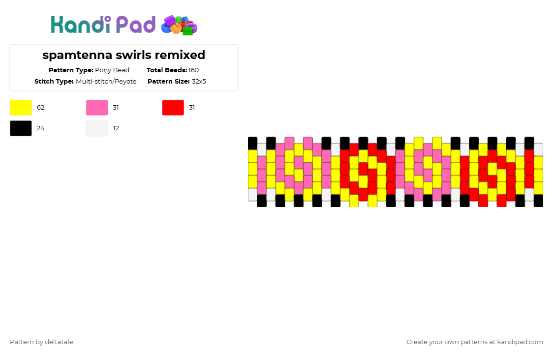 spamtenna swirls remixed - Pony Bead Pattern by deltatale on Kandi Pad - yellow,delatrune,undertale,spamton,tenna,swirly