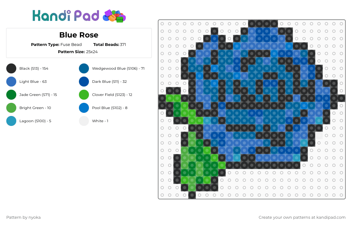 Blue Rose - Fuse Bead Pattern by nyoka on Kandi Pad - blue,cotdbrushstrokes