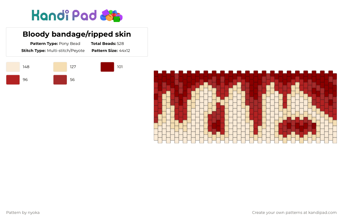 Bloody bandage/ripped skin - Pony Bead Pattern by nyoka on Kandi Pad - red,beige