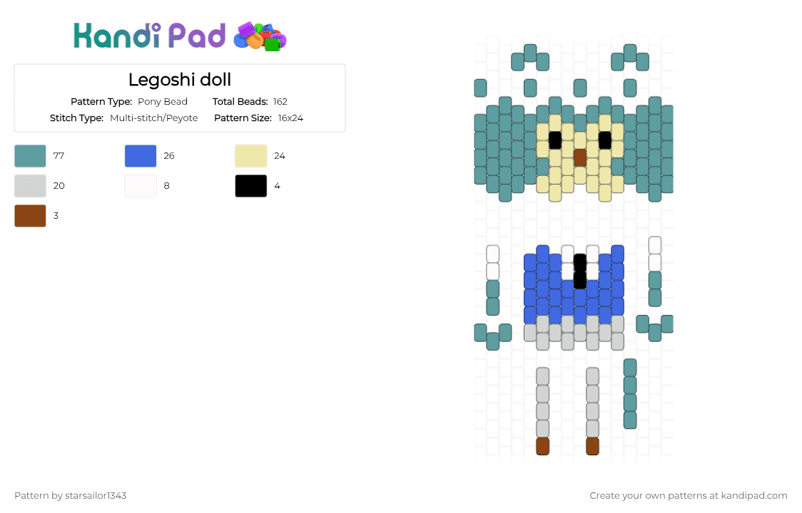 Legoshi doll - Pony Bead Pattern by starsailor1343 on Kandi Pad - teal,beastars,legoshi,legosi,furry,wolf