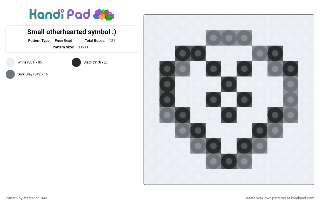 Small otherhearted symbol :) - Fuse Bead Pattern by starsailor1343 on Kandi Pad - white