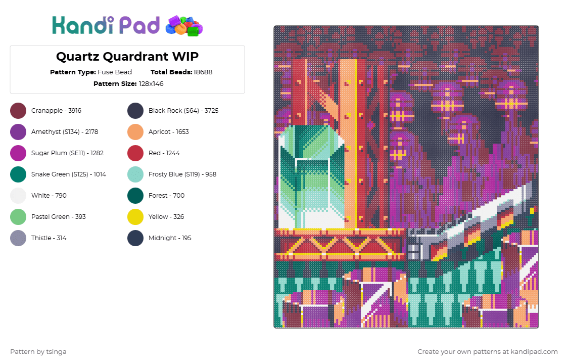 Quartz Quardrant Zone - Fuse Bead Pattern by tsinga on Kandi Pad - pink,brown,purple,sonic,sonic the hedgehog,sonic cd,video game