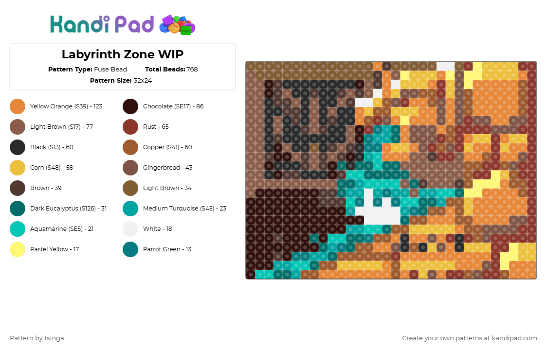 Labyrinth Zone - Fuse Bead Pattern by tsinga on Kandi Pad - 