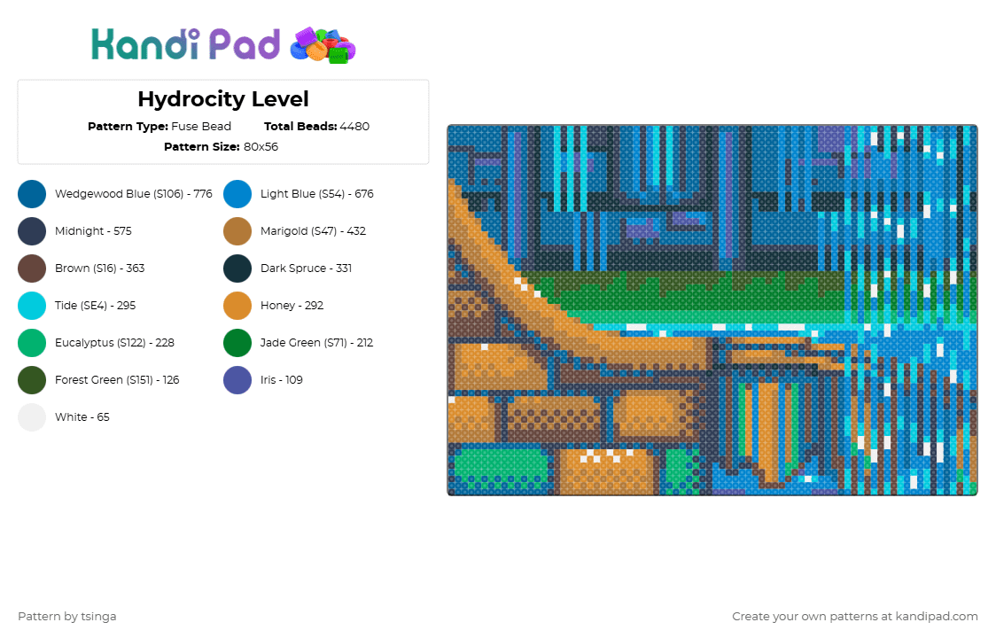 Hydrocity Level - Fuse Bead Pattern by tsinga on Kandi Pad - purple,blue,sonic,sonic 3,sonic the hedgehog,video game