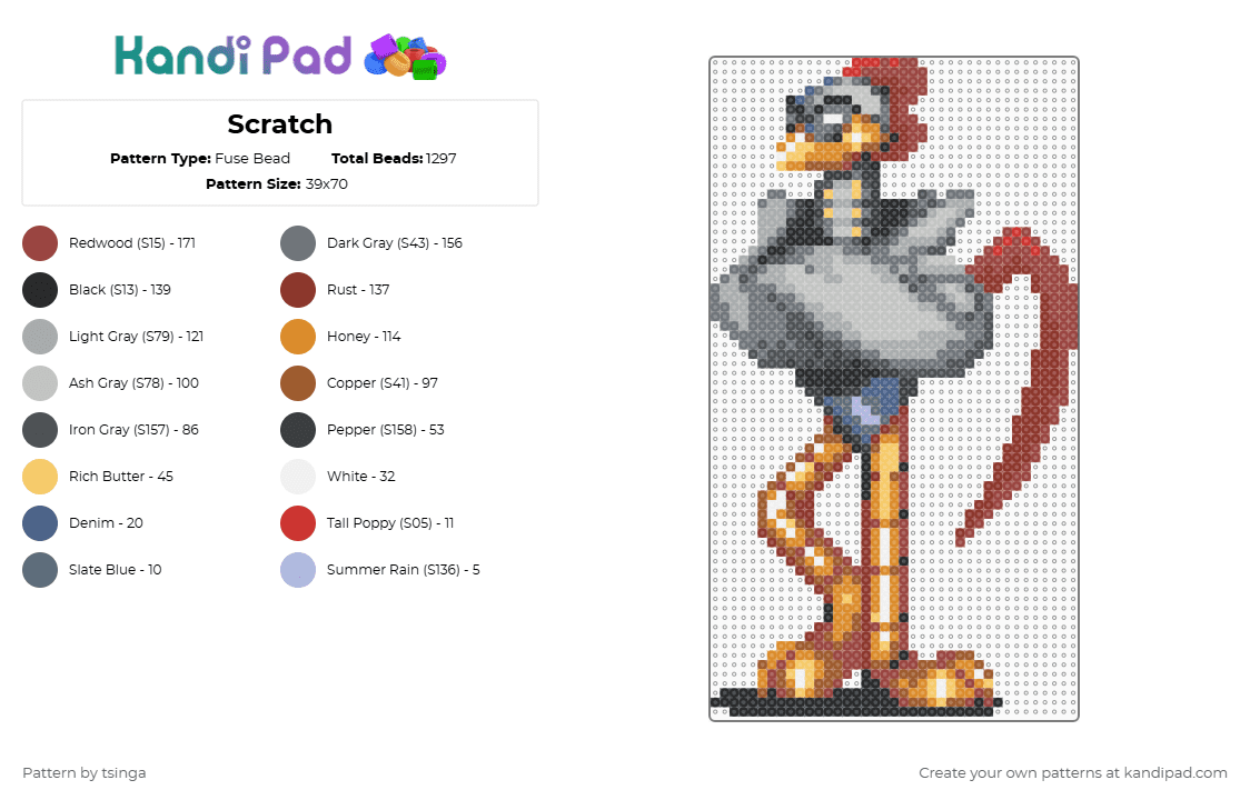 Scratch - Fuse Bead Pattern by tsinga on Kandi Pad - red,orange,gray,sonic the hedgehog,sonic,video game,robot,chicken