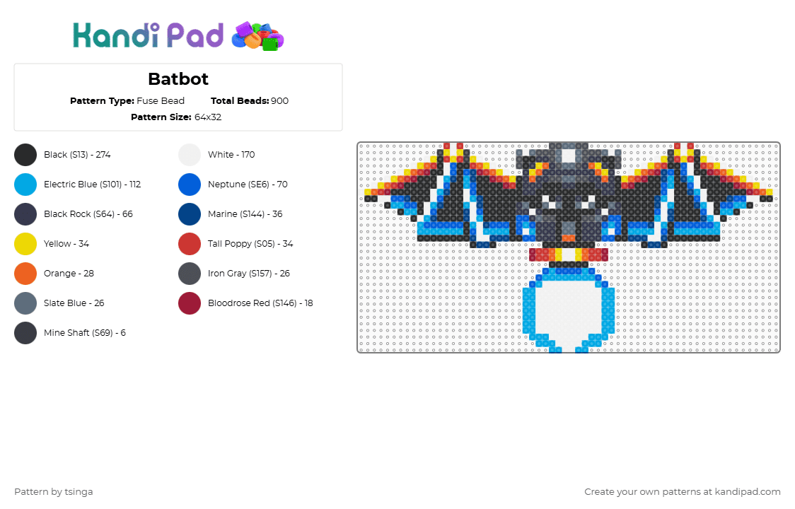 Batbot - Fuse Bead Pattern by tsinga on Kandi Pad - blue,light blue,purple,sonis,sonic 3,robot,video game,sonic the hedgehog