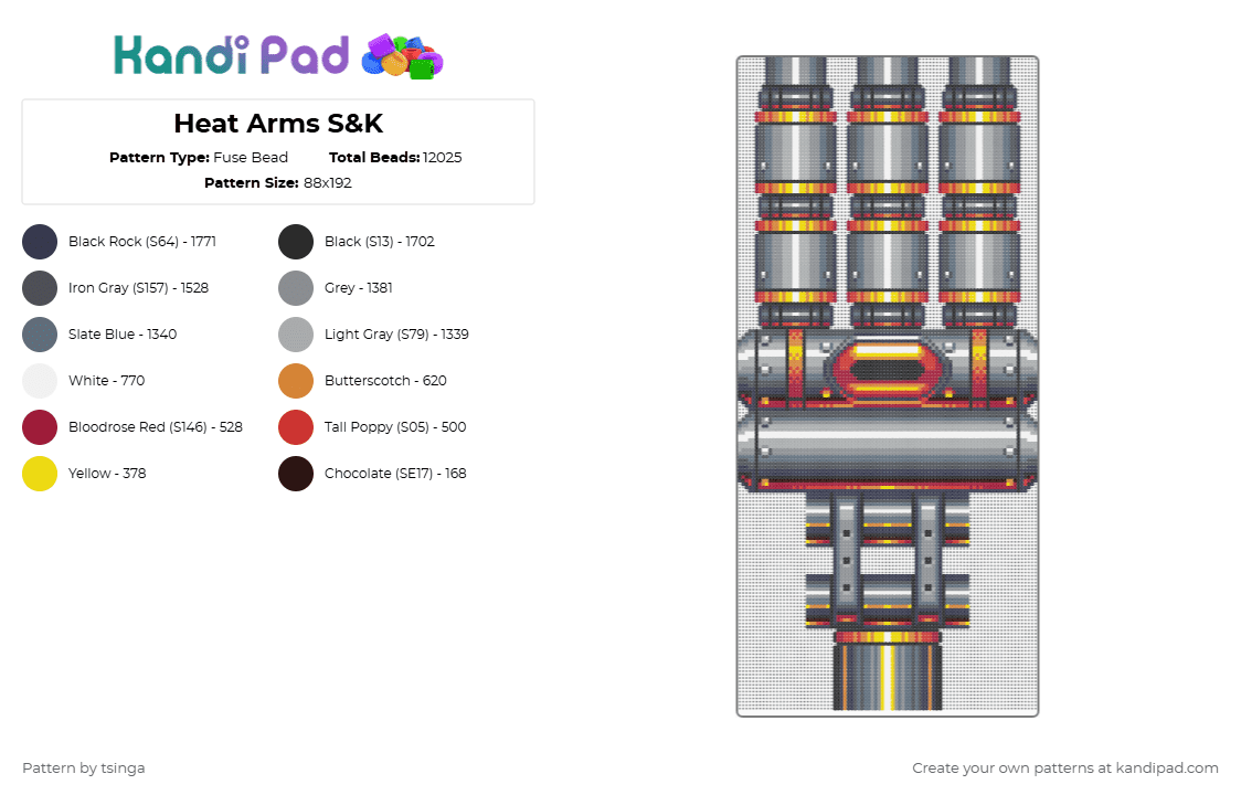 Heat Arms S&K - Fuse Bead Pattern by tsinga on Kandi Pad - 