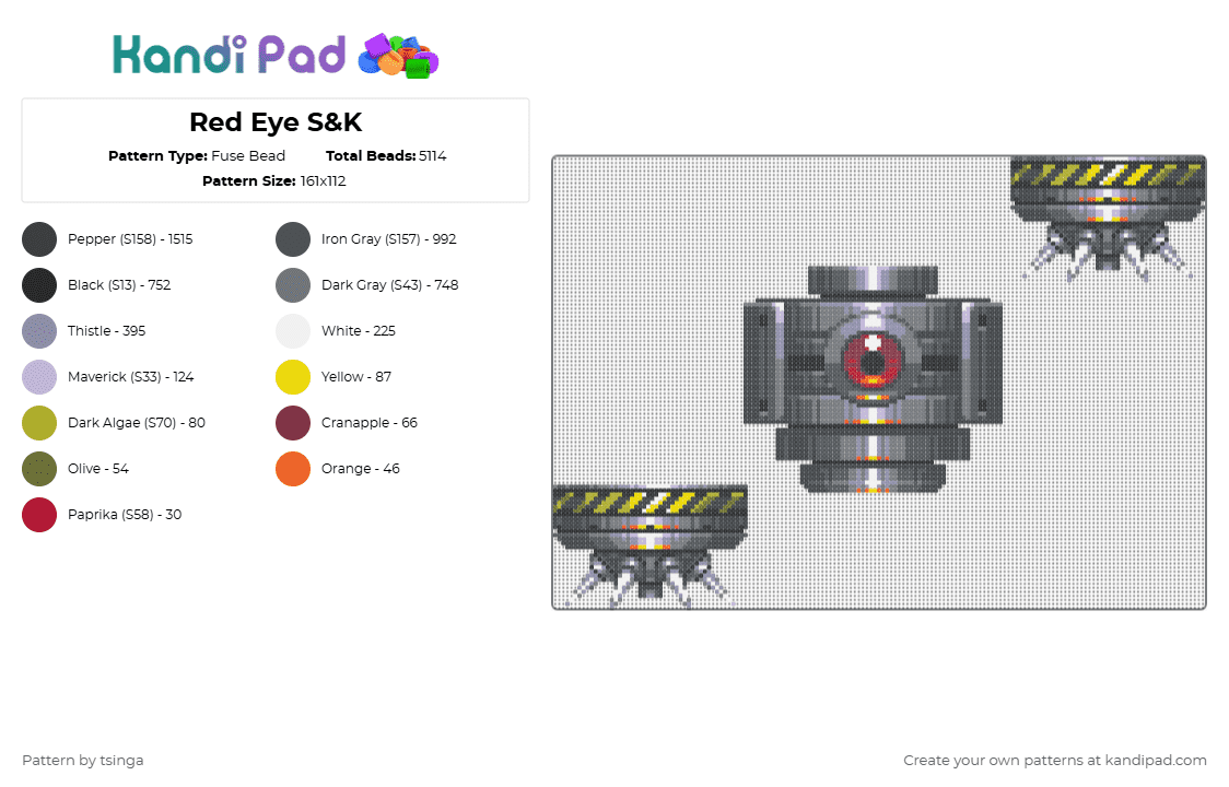 Red Eye S&K - Fuse Bead Pattern by tsinga on Kandi Pad - 