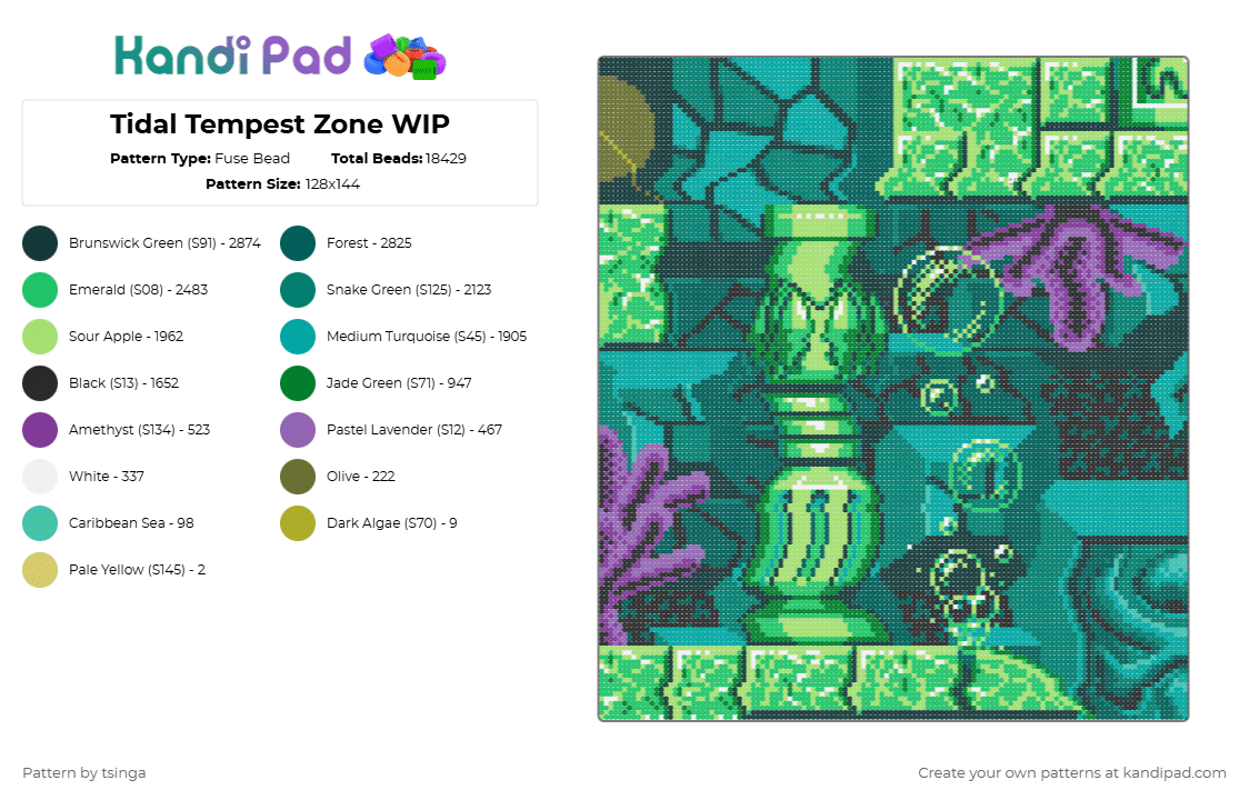 Tidal Tempest Zone - Fuse Bead Pattern by tsinga on Kandi Pad - green,gray,teal,sonic,sonic cd,sonic the hedgehog,video game