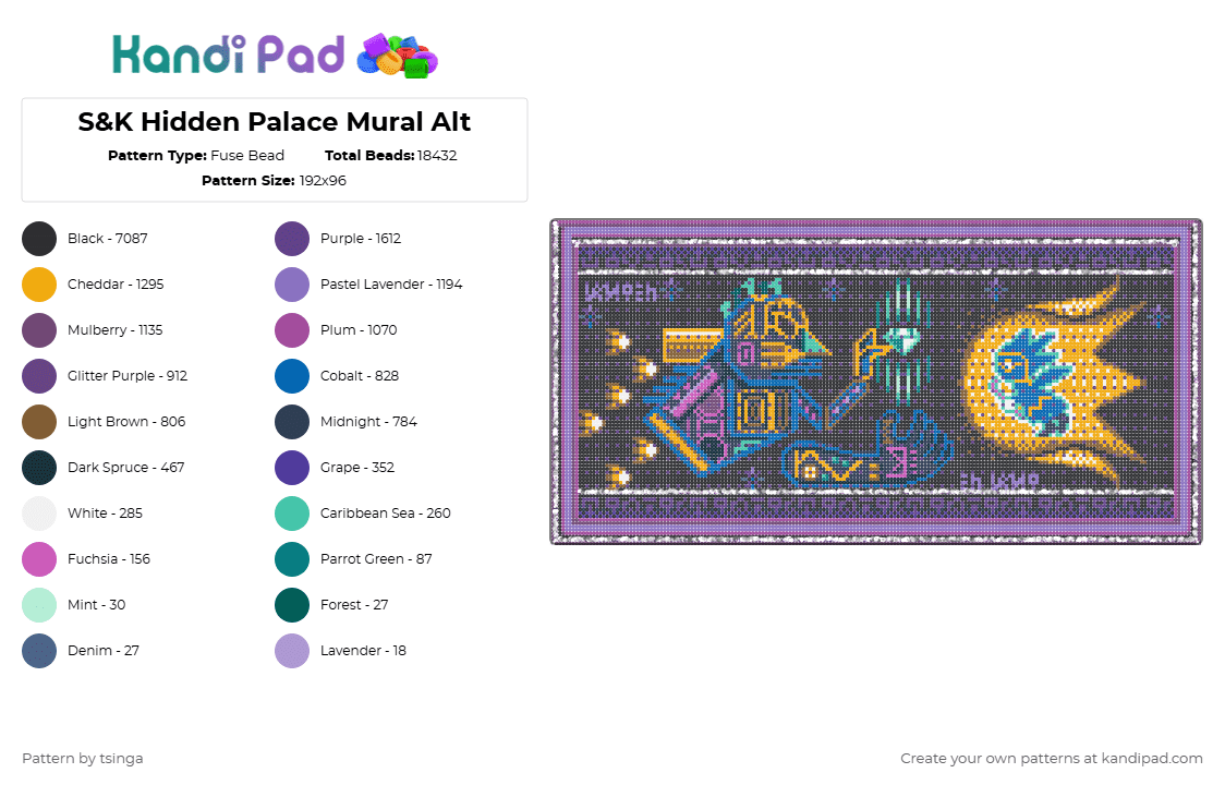 S&K Hidden Palace Mural Alt - Fuse Bead Pattern by tsinga on Kandi Pad - 