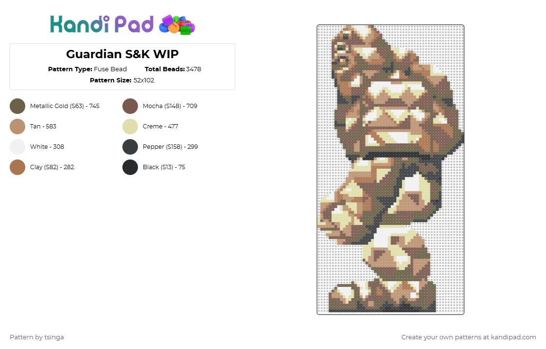 Guardian S&K - Fuse Bead Pattern by tsinga on Kandi Pad - 