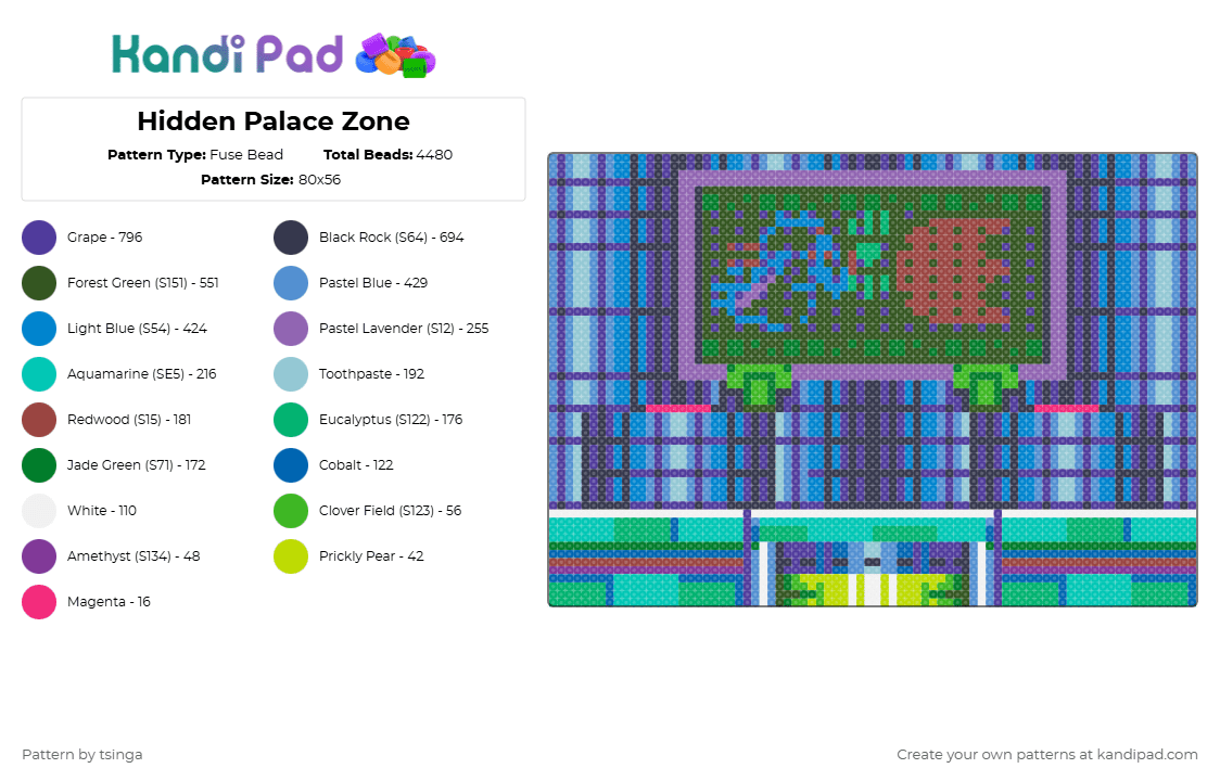 Hidden Palace Zone - Fuse Bead Pattern by tsinga on Kandi Pad - blue,purple,light blue,gold,sonic,sonic the hedgehog,video game