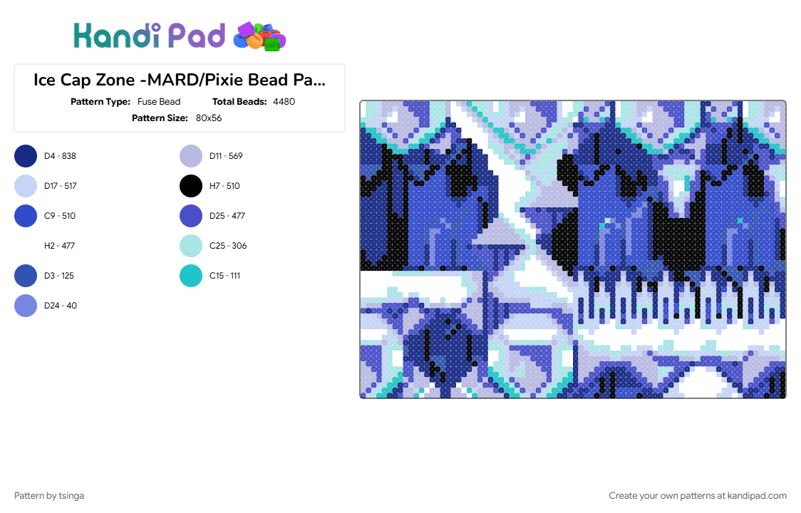 Ice Cap Zone -MARD/Pixie Bead Palette - Fuse Bead Pattern by tsinga on Kandi Pad - blue, pink, purple, sonic, sonic 3, sonic the hedgehog, video game