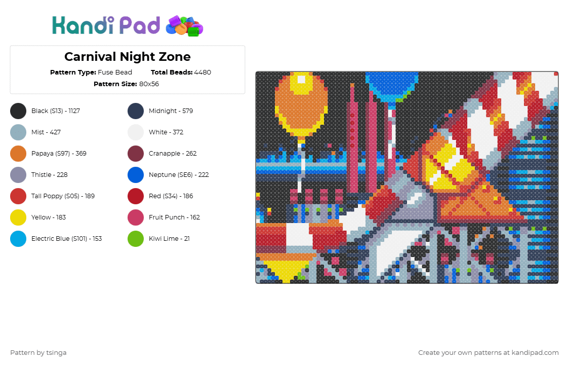 Carnival Night Zone - Fuse Bead Pattern by tsinga on Kandi Pad - light blue,purple,brown,colorful,sonic,sonic 3,sonic the hedgehog,video game