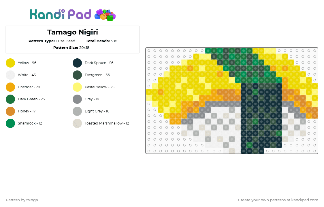 Tamago Nigiri - Fuse Bead Pattern by tsinga on Kandi Pad - sushi,food