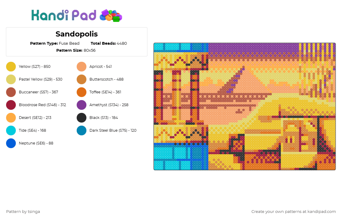 Sandopolis Zone - Fuse Bead Pattern by tsinga on Kandi Pad - red,orange,yellow,sonic,sonic the hedgehog,video game