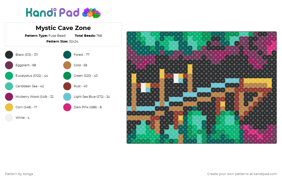 Mystic Cave Zone - Fuse Bead Pattern by tsinga on Kandi Pad - black,green,tan,colorful,sonic,sonic the hedgehog,sonic 2,video game