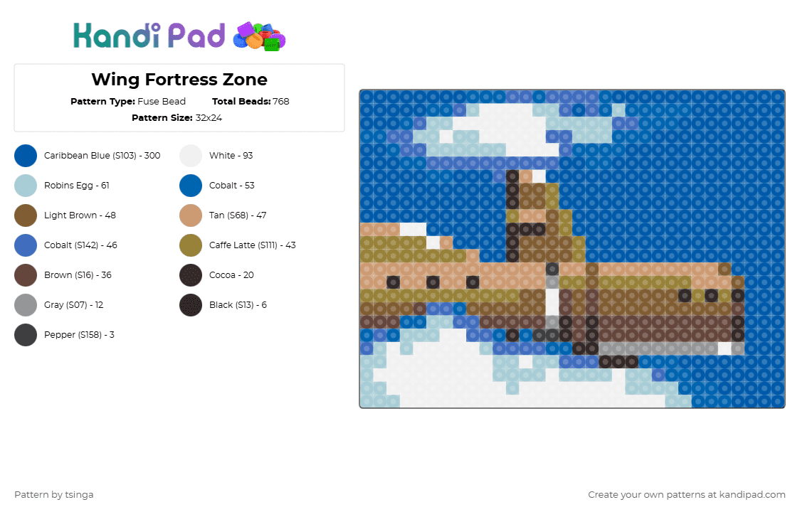 Wing Fortress Zone - Fuse Bead Pattern by tsinga on Kandi Pad - blue,sonic,sonic the hedgehog,sonic 2,video game